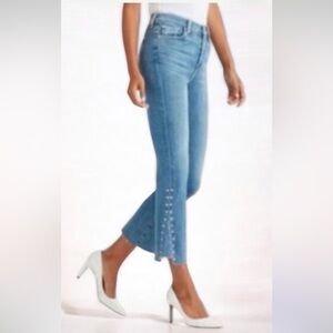 7 For All Mankind High Rise Studded Kick Flare Jeans Size 28